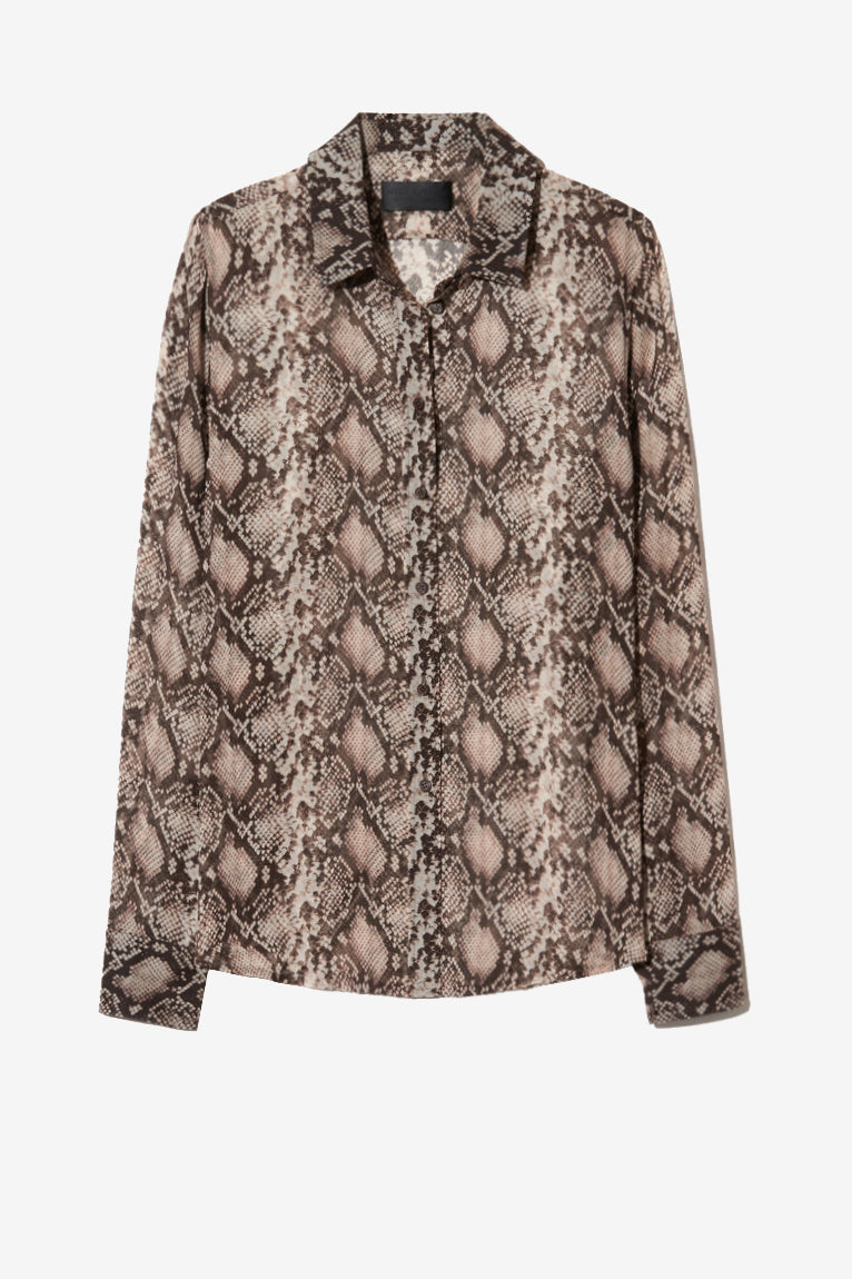 Gaia Slim Blouse in Stone/Brown Snake by Nili Lotan - Anita Hass
