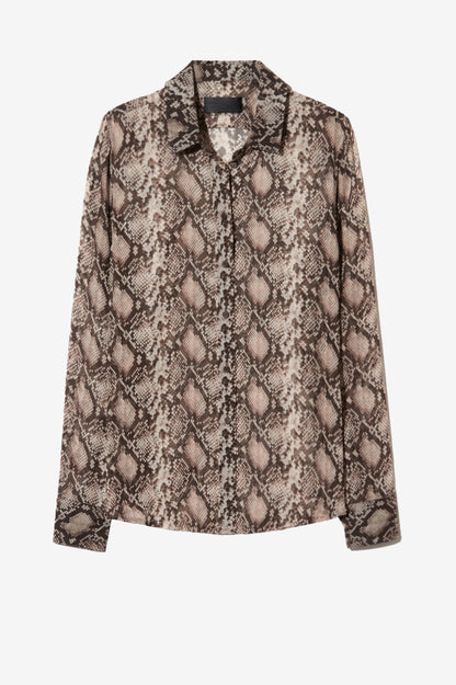 Gaia Slim Blouse in Stone/Brown Snake by Nili Lotan - Anita Hass