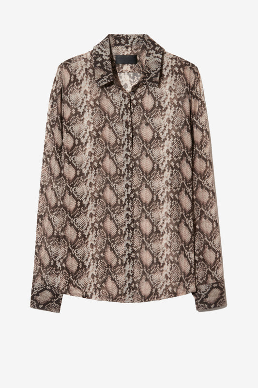 Gaia Slim Blouse in Stone/Brown Snake by Nili Lotan - Anita Hass