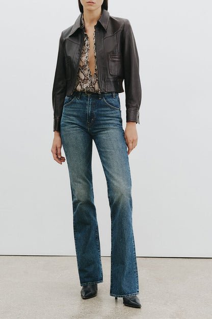 Gaia Slim Blouse in Stone/Brown Snake by Nili Lotan - Anita Hass