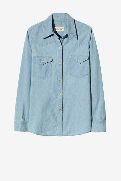 Blusa Travis en cambray índigo