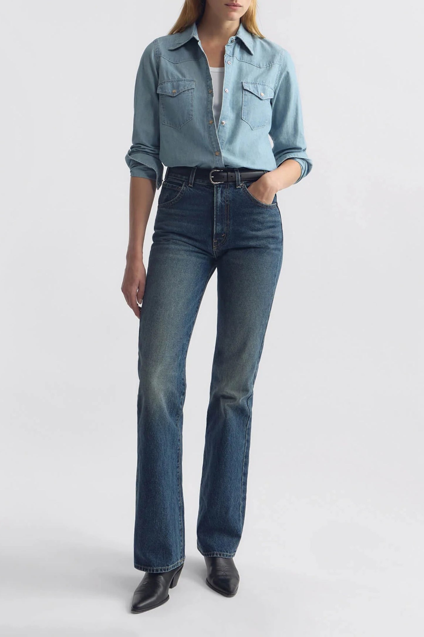 Bluse Travis in Indigo Chambray Nili Lotan