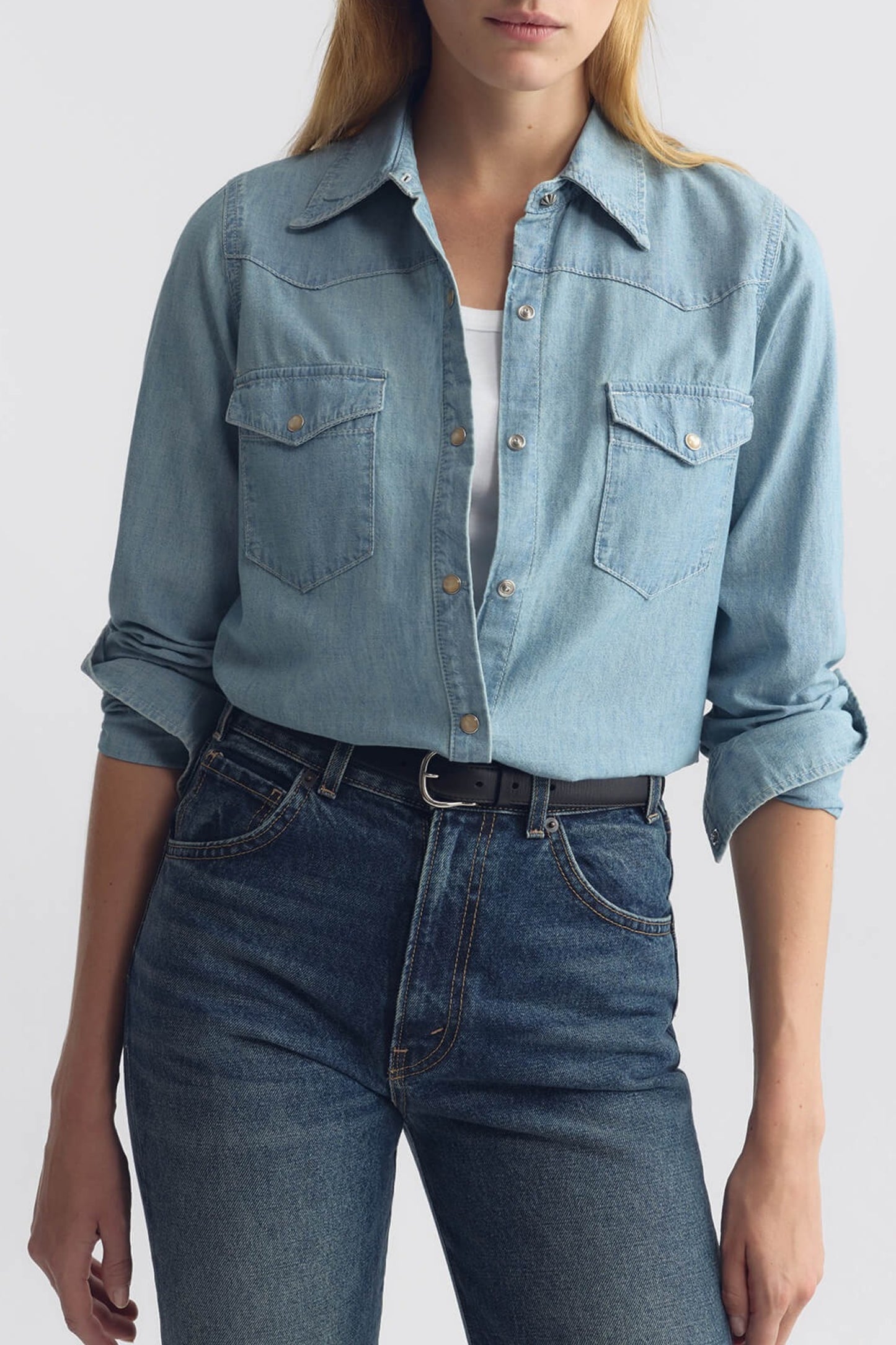 Bluse Travis in Indigo Chambray Nili Lotan