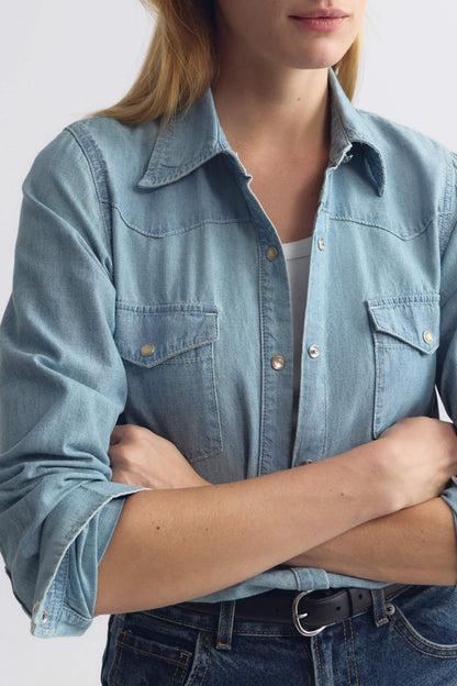 Bluse Travis in Indigo Chambray Nili Lotan