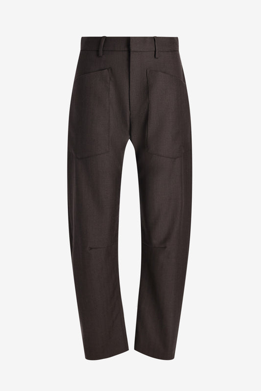 Shon Wool Pants in Brown Herringbone