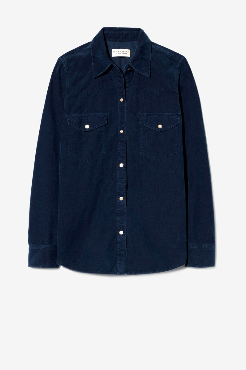 Travis Cord Blouse in Dusk Navy