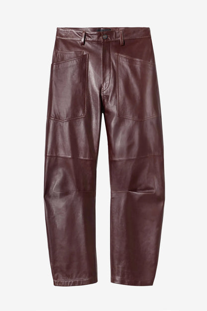 Shon Leather Pants in Merlot