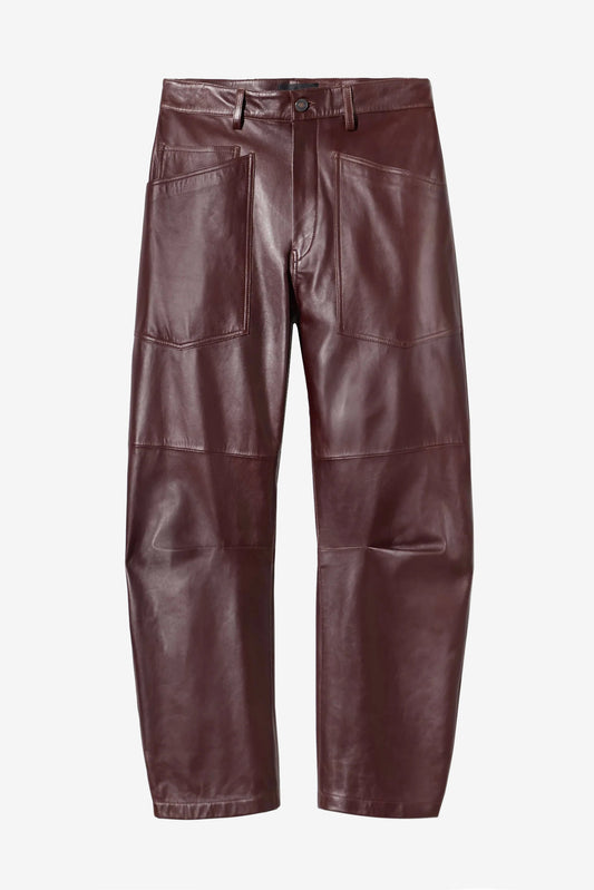 Shon Leather Pants in Merlot