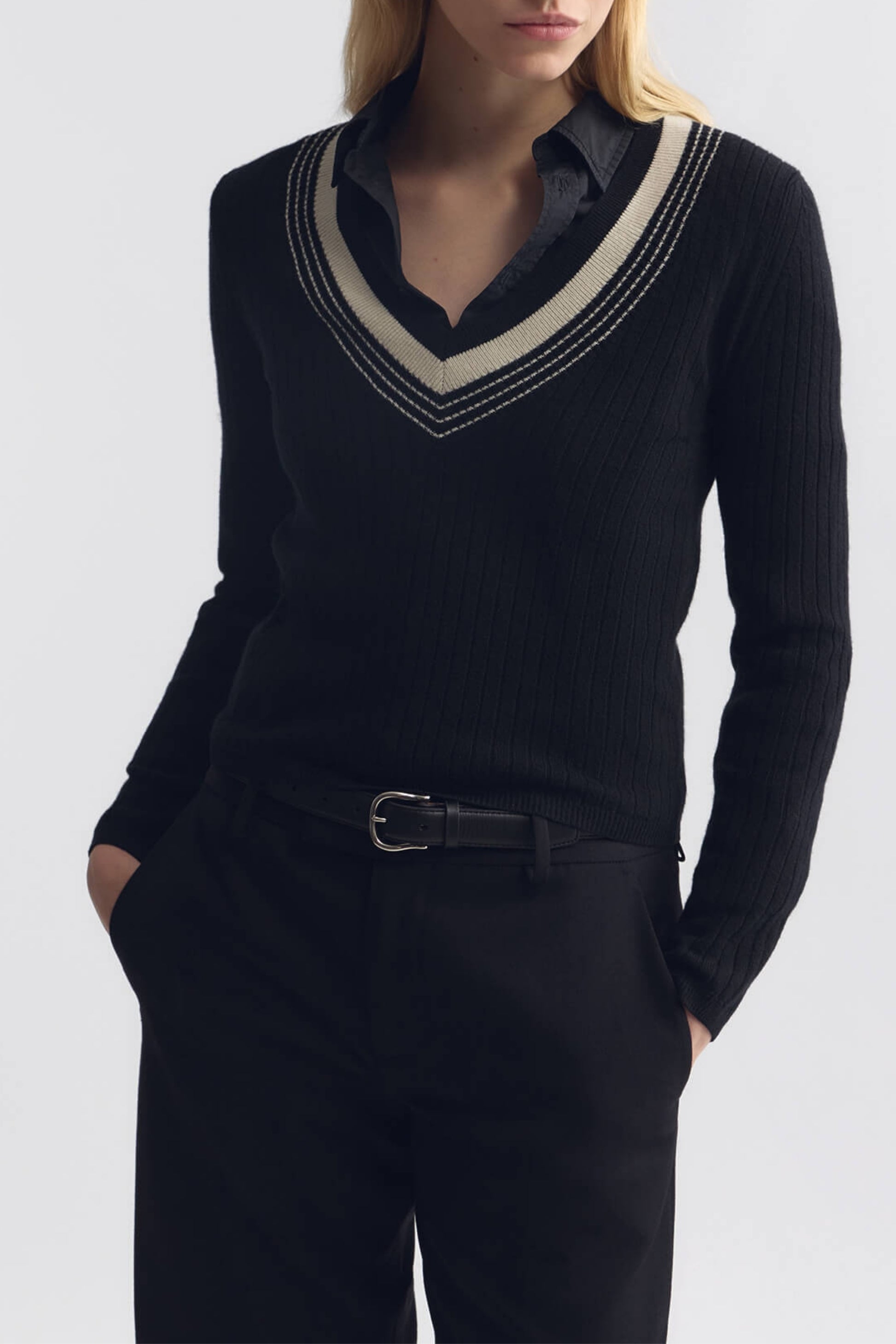 Pullover Aziel in Black/Ivory Nili Lotan