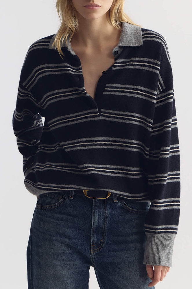 Jersey Galvez en azul marino/gris de Nili Lotan - Anita Hass