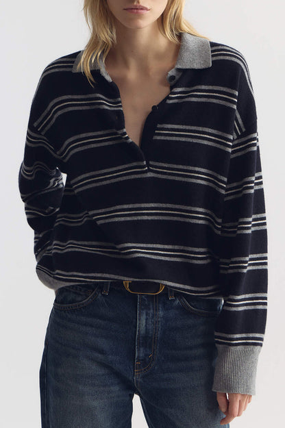 Jersey Galvez en azul marino/gris de Nili Lotan - Anita Hass