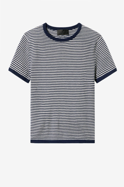 Linka Knit Shirt in Navy/Ivory by Nili Lotan - Anita Hass
