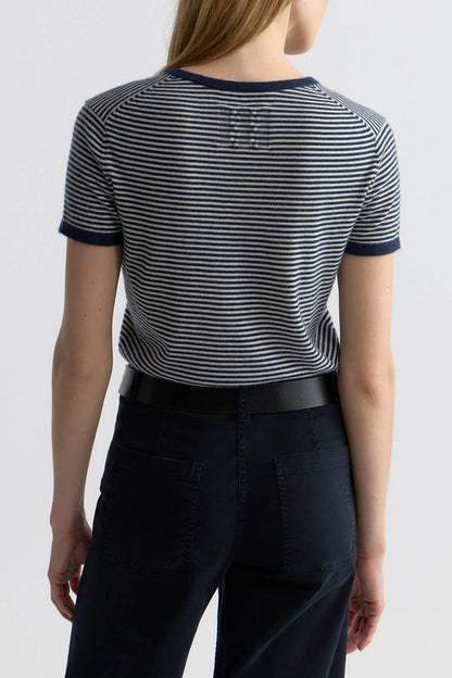 Linka Knit Shirt in Navy/Ivory by Nili Lotan - Anita Hass