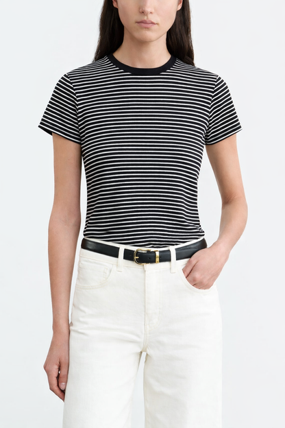 Lana T-Shirt in Black/Ivory by Nili Lotan - Anita Hass