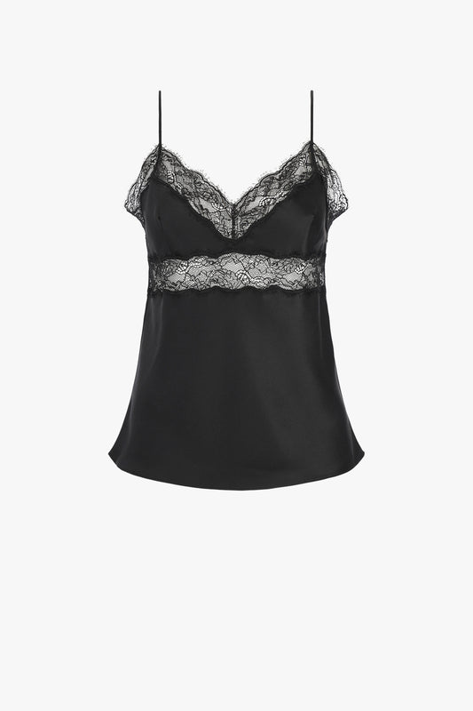 Top Felicie Lace Cami in Black by Nili Lotan - Anita Hass