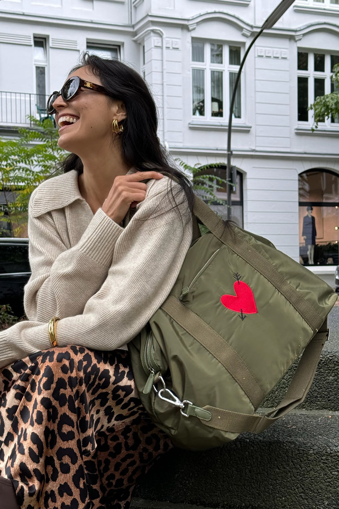 Tasche 'Heart' in Oliv NylonAnita Hass - Anita Hass