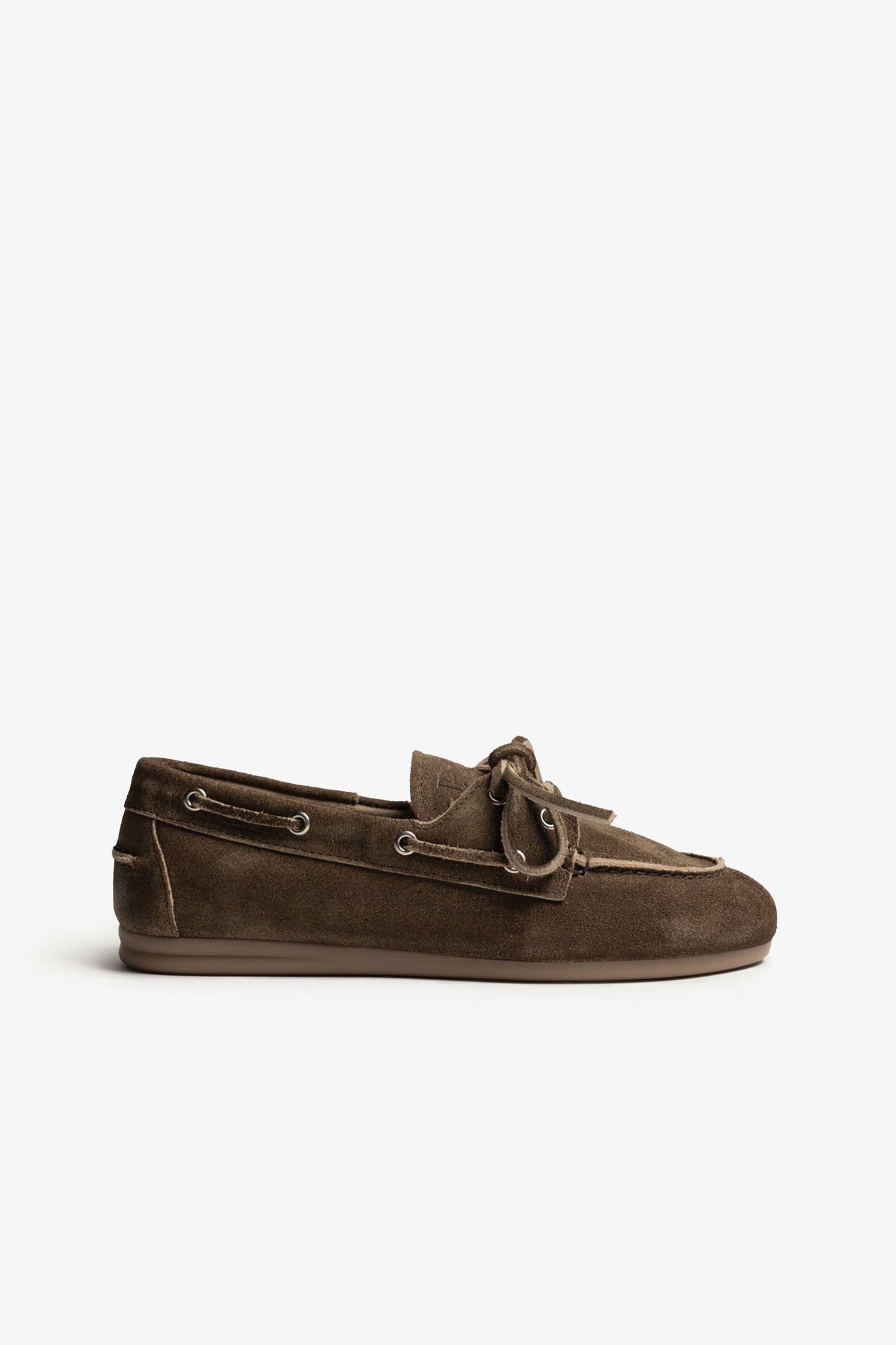 Brushed Boat Loafers in Dark Brown