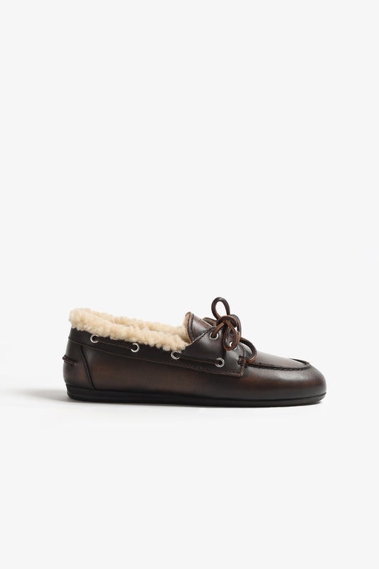 Boat Fur Loafers in Coffee