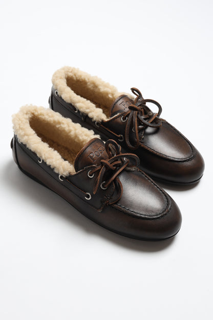 Loafer Boat Fur in Coffee