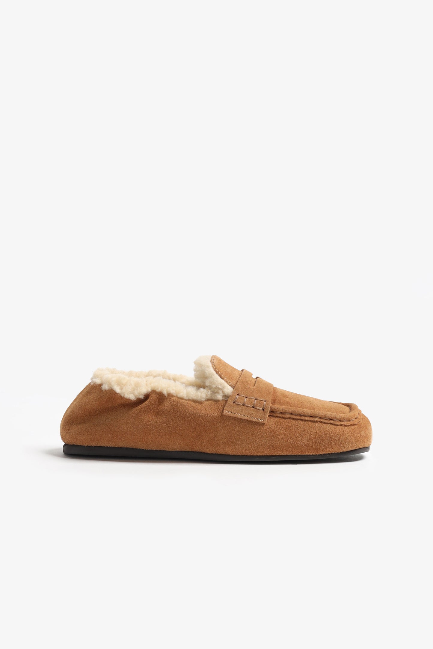 Mocasines «Penny Square Fur» en ante color coñac