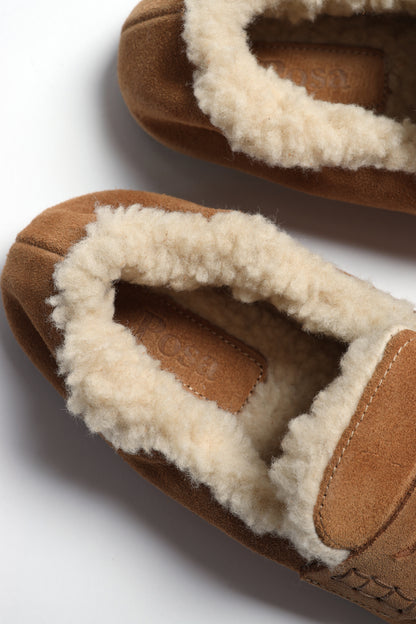 Mocasines «Penny Square Fur» en ante color coñac