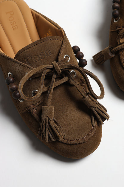 Mules Boat Beads in TabaccoPosa - Anita Hass