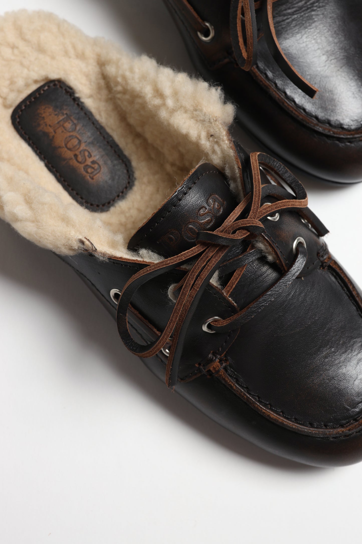 Mules Boat Fur in Coffee