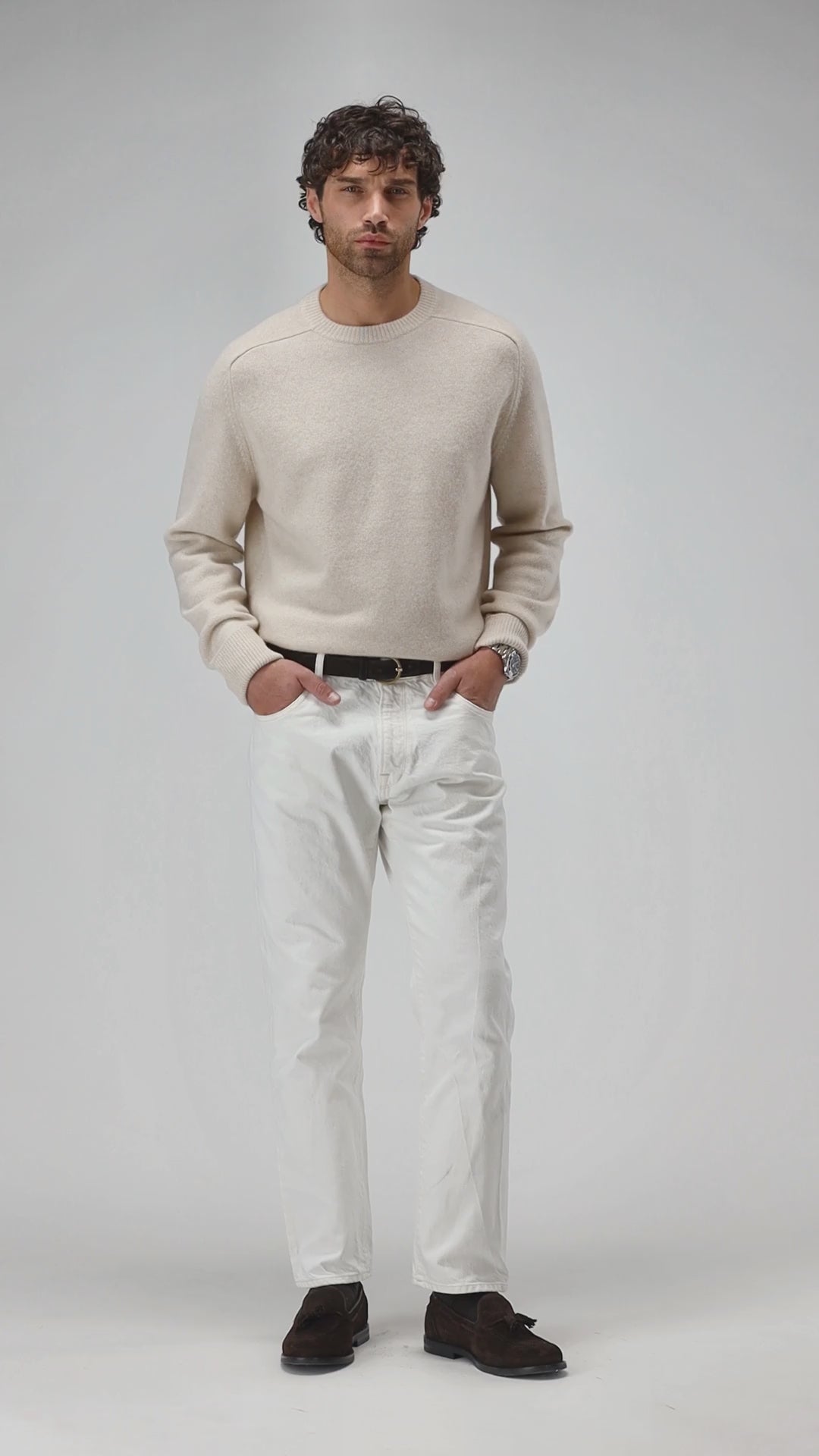 Pullover Vincent in Cream Melange Ladneri Men