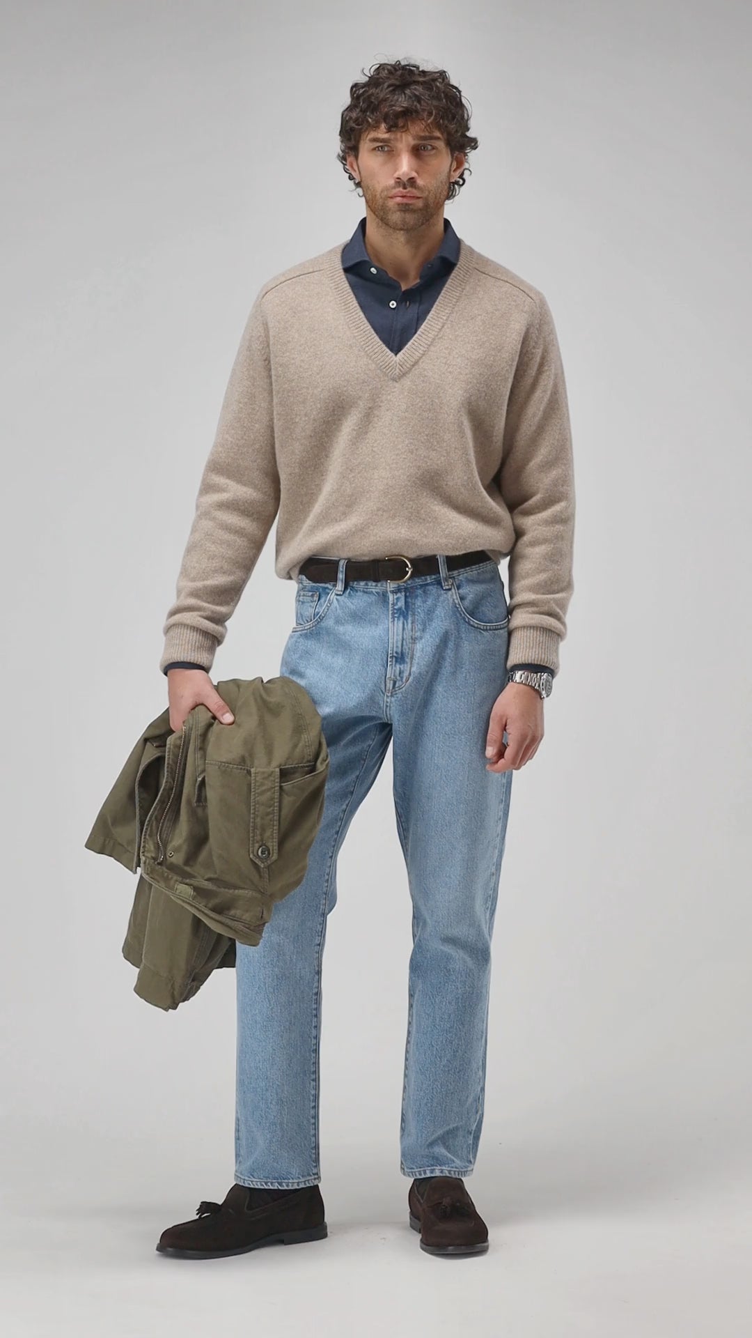 Pullover Joey in Taupe Melange Ladneri Men
