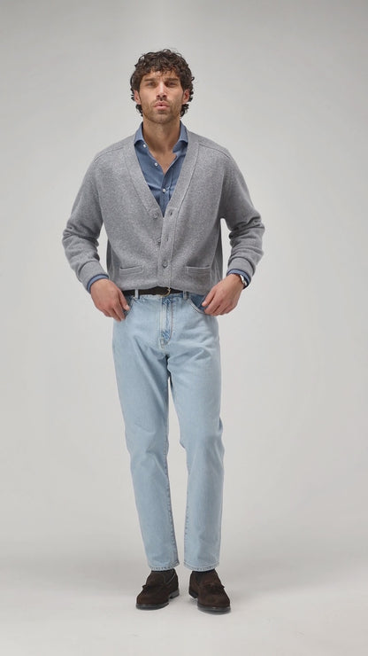 Cardigan Jimmy in Mid Grey MelangeLadneri Men - Anita Hass