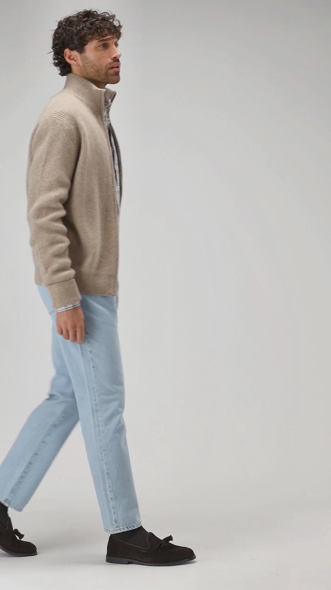 Cardigan Paulie in Taupe Melange Ladneri Men