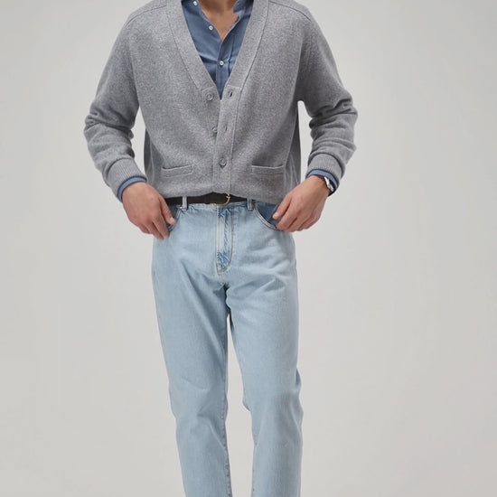Cardigan Jimmy in Mid Grey Melange Ladneri Men