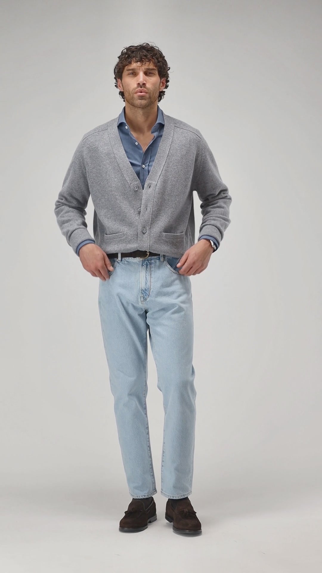 Cardigan Jimmy in Mid Grey Melange Ladneri Men