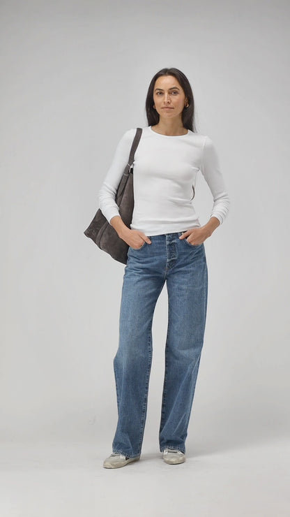 Longsleeve Line in Weiß Ladneri