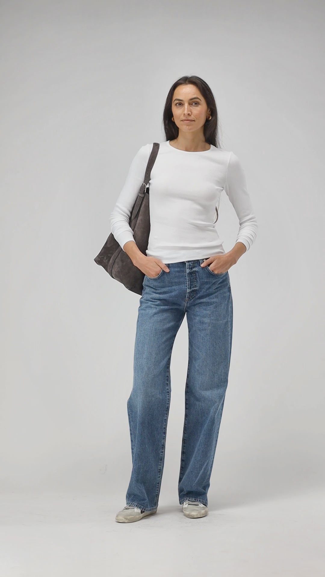 Longsleeve Line in Weiß Ladneri