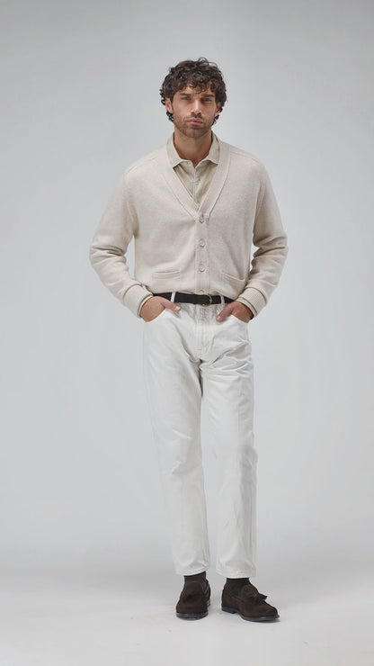 Cardigan Jimmy in Cream Melange Ladneri Men