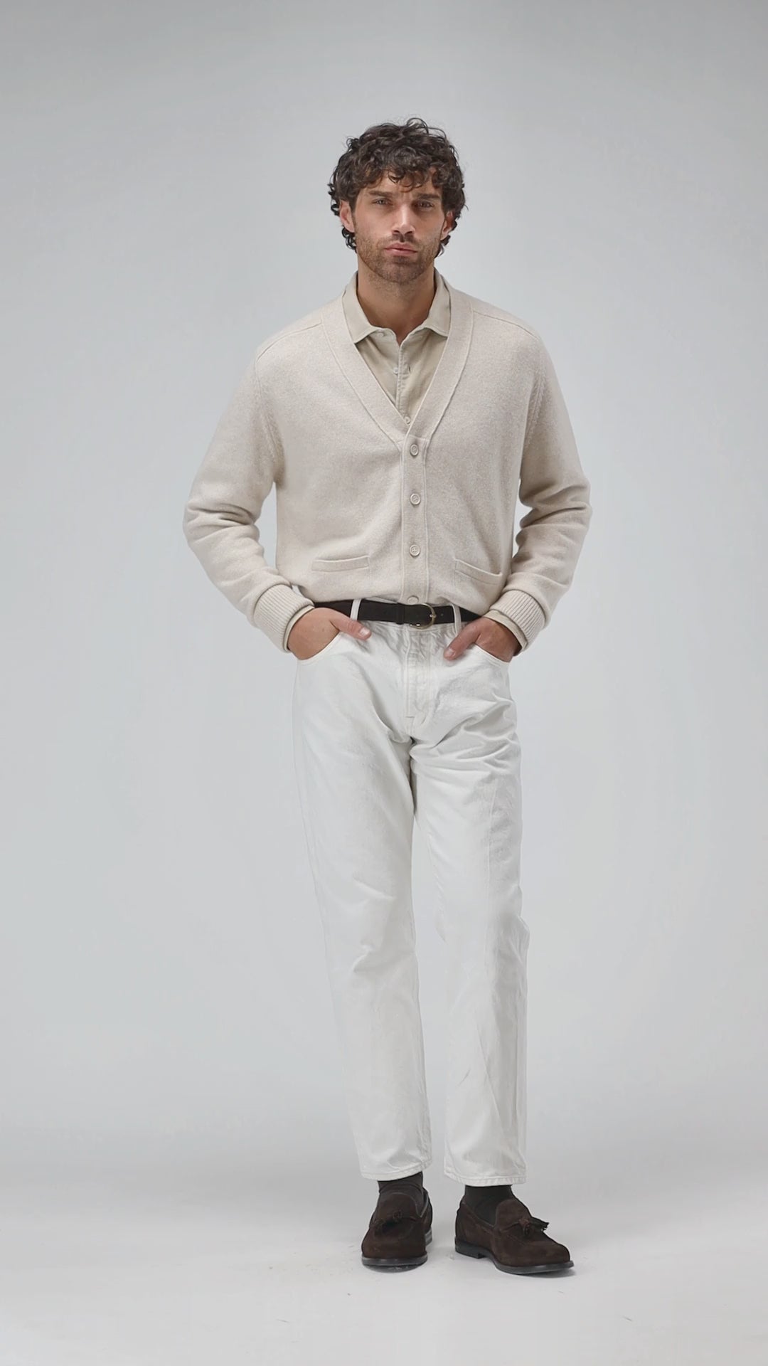 Cardigan Jimmy in Cream Melange Ladneri Men