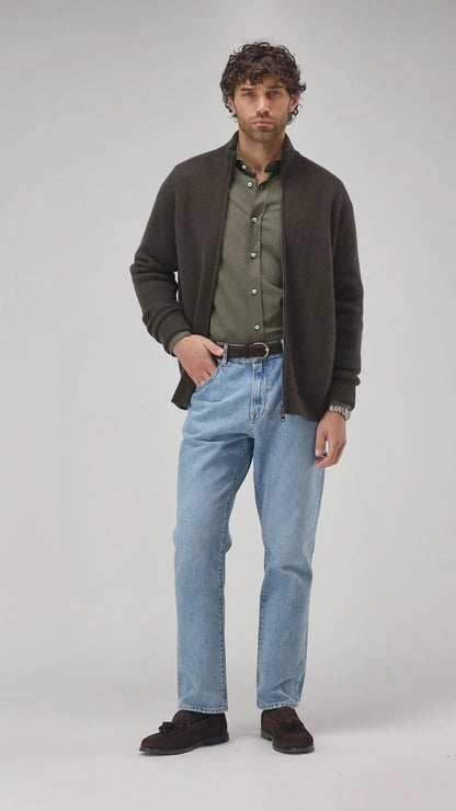 Cardigan Paulie in OliveLadneri Men - Anita Hass