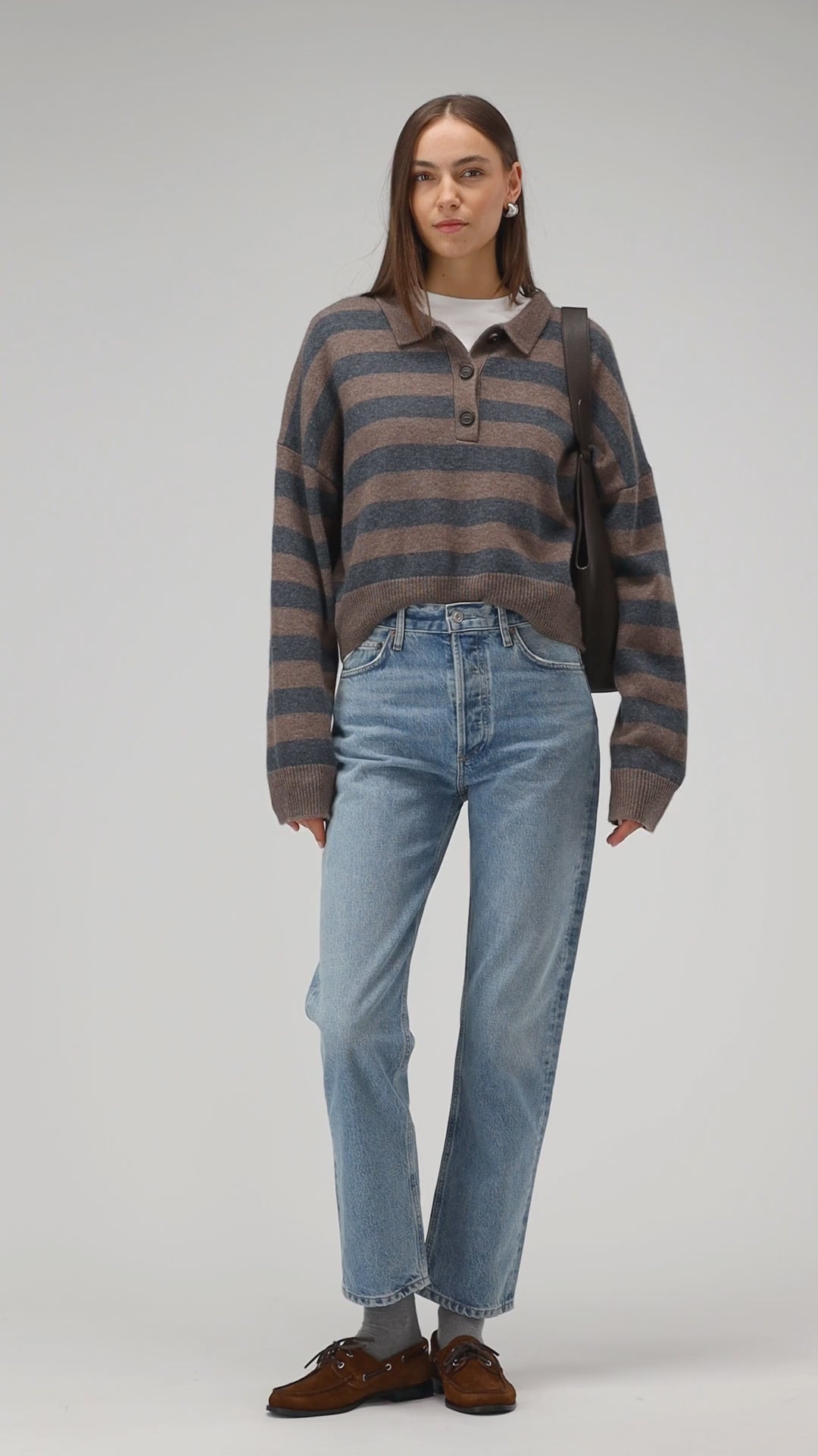 Strickpolo Celia in Taupe/AnthrazitLadneri - Anita Hass