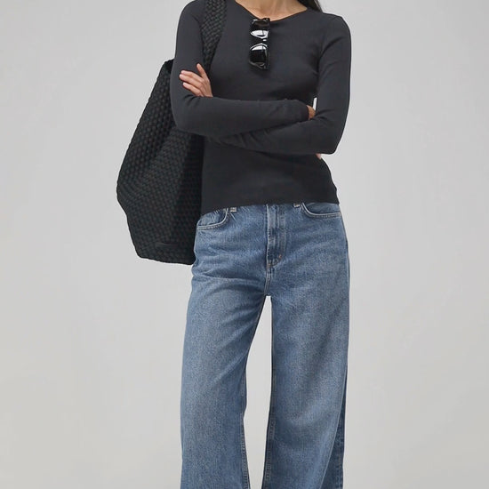 Longsleeve Line in Schwarz Ladneri