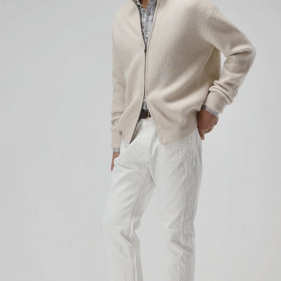 Cardigan Paulie in Cream Melange Ladneri Men