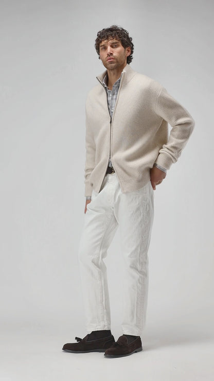 Cardigan Paulie in Cream Melange Ladneri Men