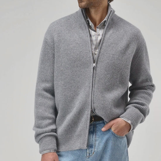 Cardigan Paulie in Mid Grey Melange Ladneri Men