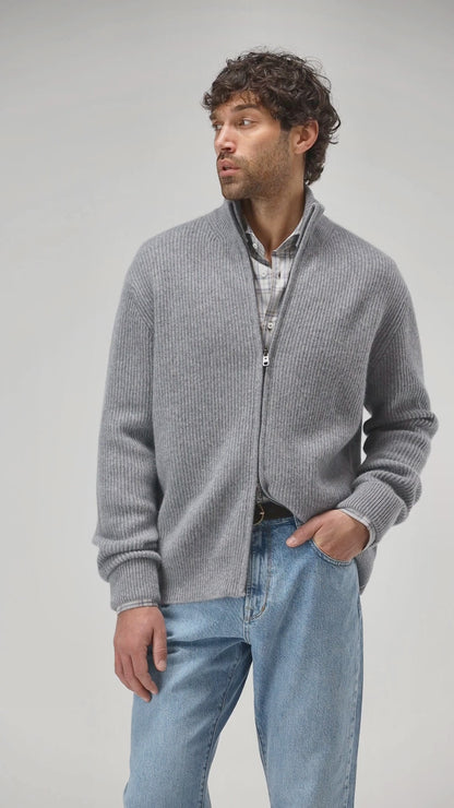 Cardigan Paulie in Mid Grey Melange Ladneri Men