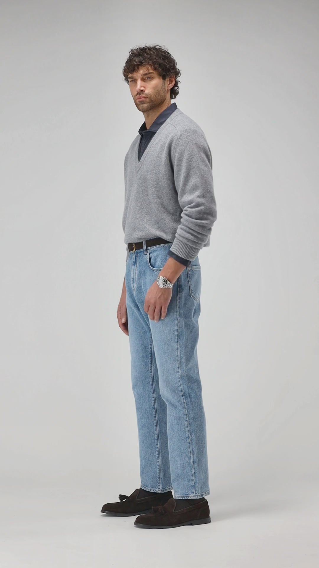 Pullover Joey in Mid Grey Melange Ladneri Men