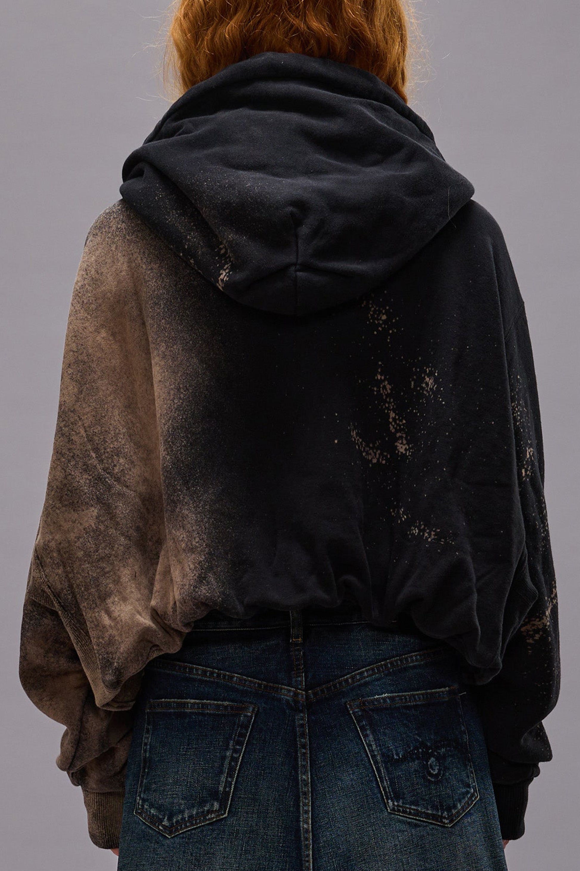 Hoodie Balloon Popover in Bleached BlackR13 - Anita Hass