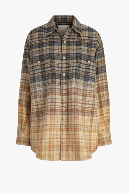 Bluse Boyfriend in Bleached Blue/Yellow R13