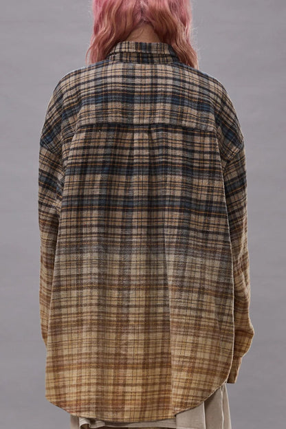 Bluse Boyfriend in Bleached Blue/Yellow R13