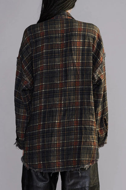 Bluse Reversible in Brown Plaid R13