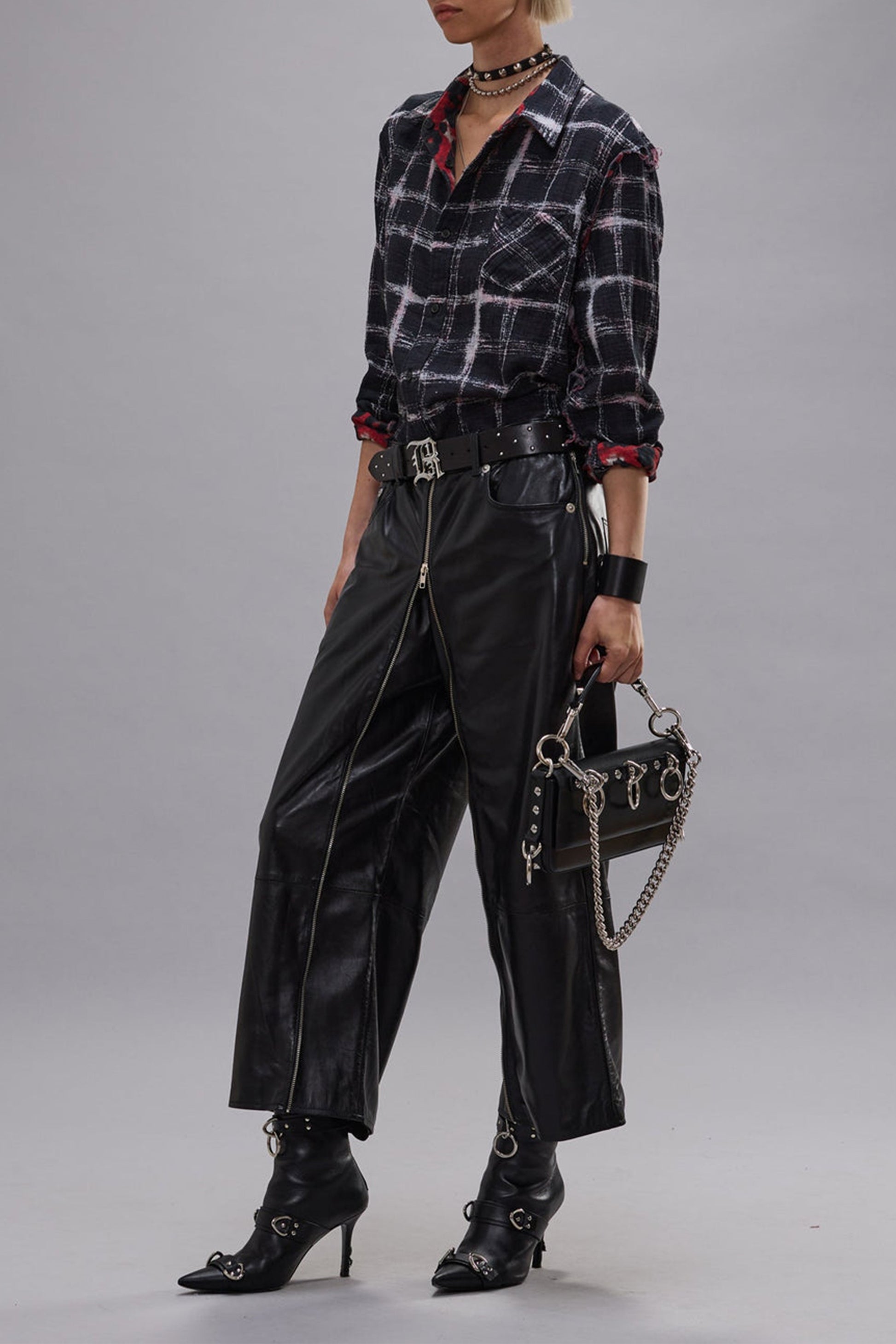 Reversible Blouse in Plaid/Red Leopard R13 - Anita Hass
